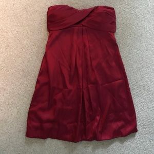 🛍 Red silk strapless sweetheart mini dress size 2